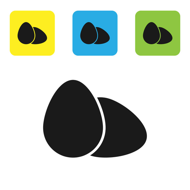 Icono de huevo de pollo negro aislado sobre fondo blanco. Establecer iconos coloridos botones cuadrados. Ilustración vectorial
 - Vector, Imagen