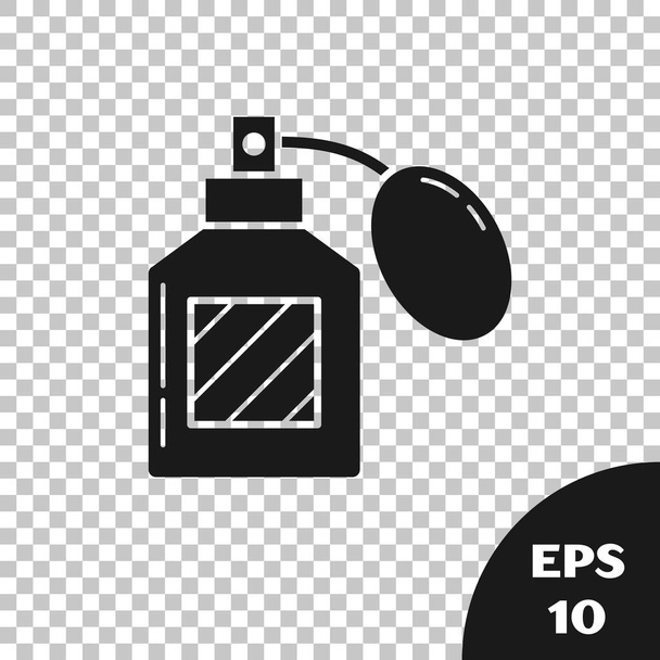 Black Aftershave icon isolated on transparent background. Cologne spray icon. Male perfume bottle. Vector Illustration - Vector, Image