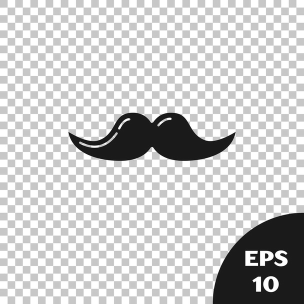 Black Mustache icon isolated on transparent background. Barbershop symbol. Facial hair style. Vector Illustration - Vector, Image