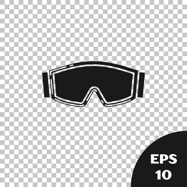Black Ski goggles icon isolated on transparent background. Extreme sport. Sport equipment. Vector Illustration - Vector, Image