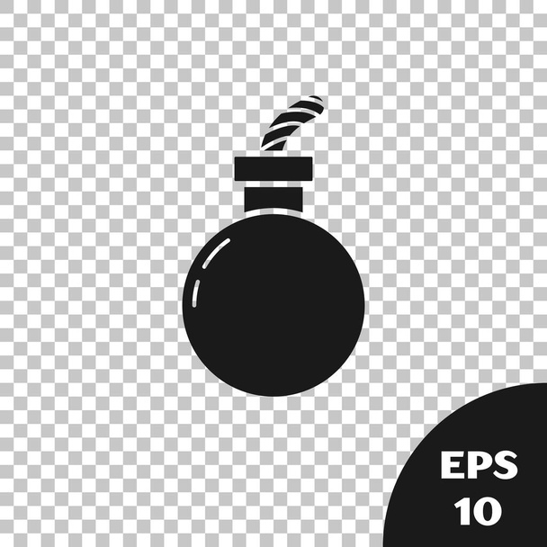 Zwarte bom klaar om te ontploffen pictogram geïsoleerd op transparante achtergrond. Gelukkig Halloween feest. Vector Illustratie - Vector, afbeelding