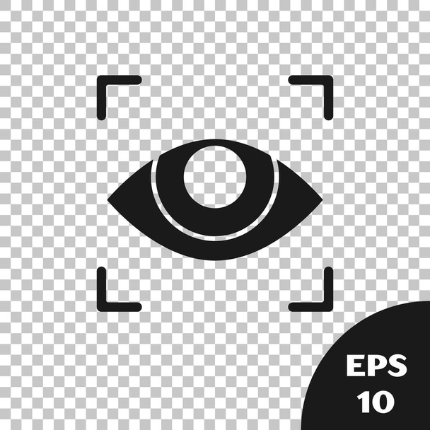 Black Eye scan icon isolated on transparent background. Scanning eye. Security check symbol. Cyber eye sign. Vector Illustration - Vector, Image