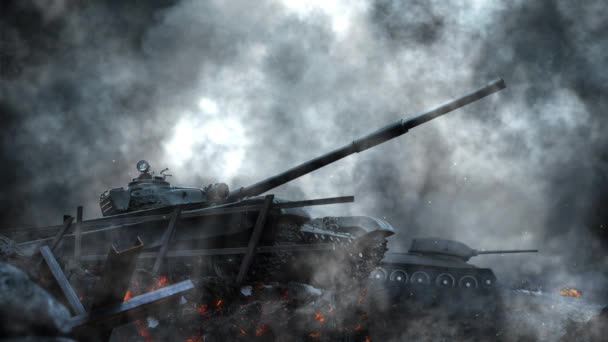 Dos tanques soviéticos después de la batalla en la tierra caliente
 - Metraje, vídeo