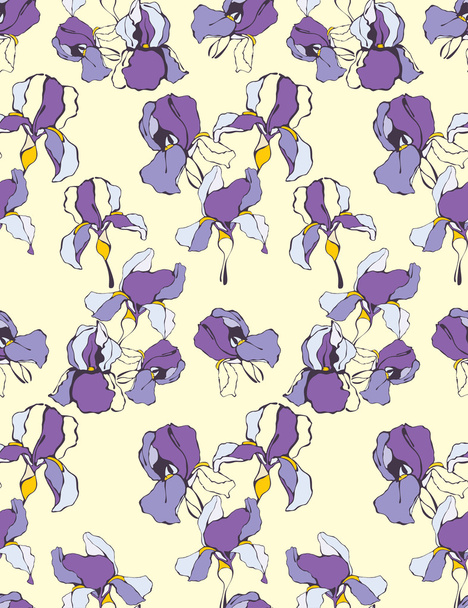 Artistic pattern with decorative iris flower. Vector background - Vetor, Imagem