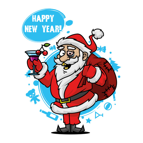 Santa se sklenkou vína - Vektor, obrázek
