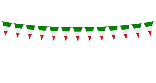 Magyar zászlókkal díszített koszorú fehér alapon - Vektor, kép
