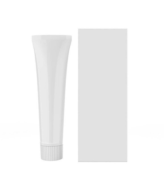 Kosmetické trubice.Kosmetické, krém, zubní pasta, lepidlo bílé plastové trubky pro balení realistické. 3D ilustrace - Fotografie, Obrázek