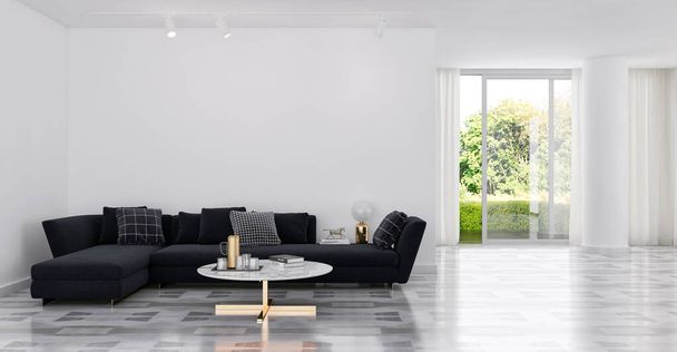 grande luxo modernos interiores luminosos Sala de estar ilustração 3D
 - Foto, Imagem