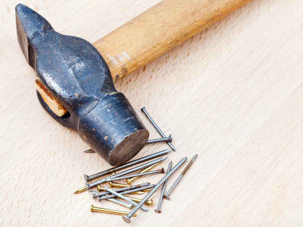 hammer and heap of nails - Photo, Image