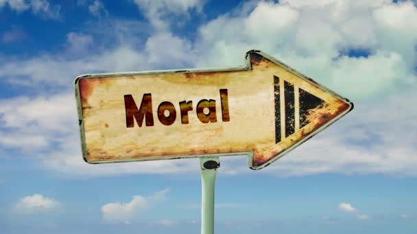 Señal callejera el camino a la moral
 - Imágenes, Vídeo