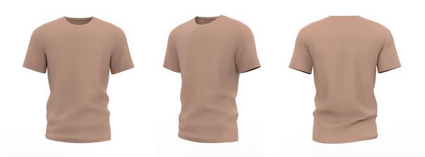 camisa redondeada de color mock-up plantilla, aislada en blanco, camisa de camiseta simple arriba. presentación de diseño para impresión. 3d ilustración - Foto, Imagen
