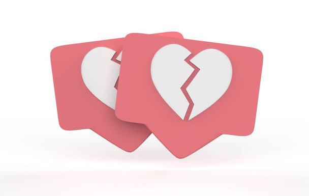 broken heart like symbol. 3D ILLUSTRATION - Photo, Image