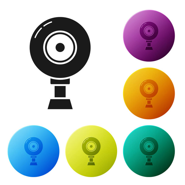 schwarzes Web-Kamera-Symbol isoliert auf weißem Hintergrund. Chat-Kamera. Webcam-Symbol. setzen Symbole bunte Kreis-Tasten. Vektorillustration - Vektor, Bild