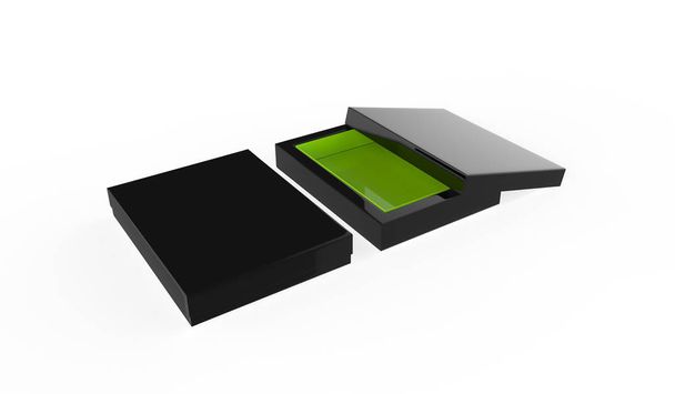 современная открытая и закрытая коробка черного цвета. 3d иллюстрация
 - Фото, изображение