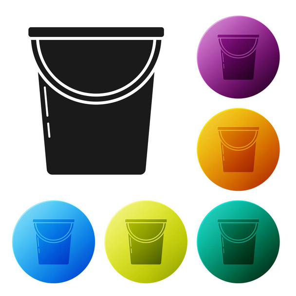 Icona Black Bucket isolata su sfondo bianco. Set icone colorati pulsanti cerchio. Illustrazione vettoriale
 - Vettoriali, immagini