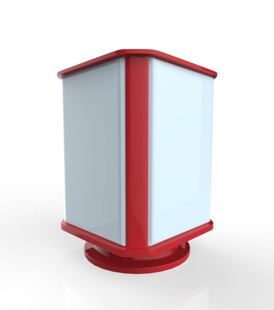 3 oldalas 3D Kültéri Reklám Pos Poi Citylight Lightbox Reklám. Illusztráció elszigetelt fehér háttér. Mock Up Sablon készen áll a design. 3d illusztráció  - Fotó, kép