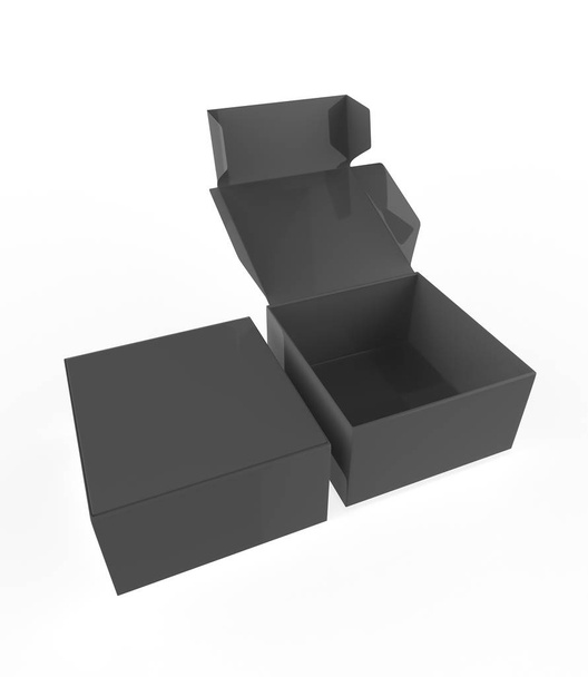 открытая и закрытая упаковка коробки изолированы на белом фоне. 3d иллюстрация
  - Фото, изображение