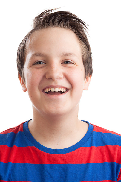 Teenage boy (Causian) closeup portrait laughing - Фото, зображення