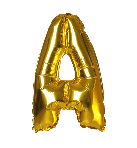 Golden letter A balloon on white background - Фото, зображення