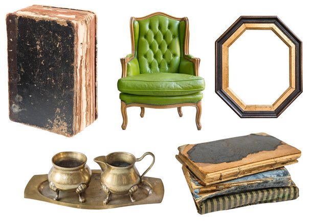Set of  gorgeous old vintage items. Old dishes, appliances, kett - Fotografie, Obrázek