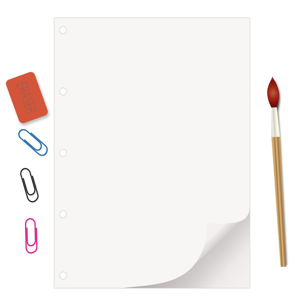 The empty sheet of paper and some office supplies - Vector, Image