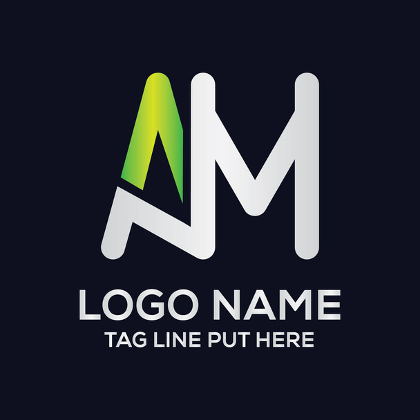 Plantilla creativa y moderna del diseño del logotipo de la letra de AM para la empresa, negocio o propósito de la industria listo para usar
 - Vector, Imagen
