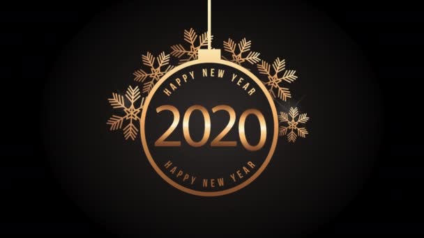 Szczęśliwego Nowego Roku animacja z 2020 Złota Piłka wisząca - Materiał filmowy, wideo