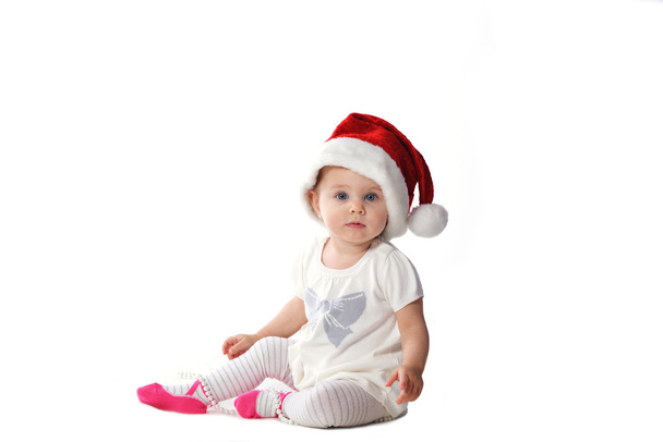 Baby girl in Santa hat - Photo, Image