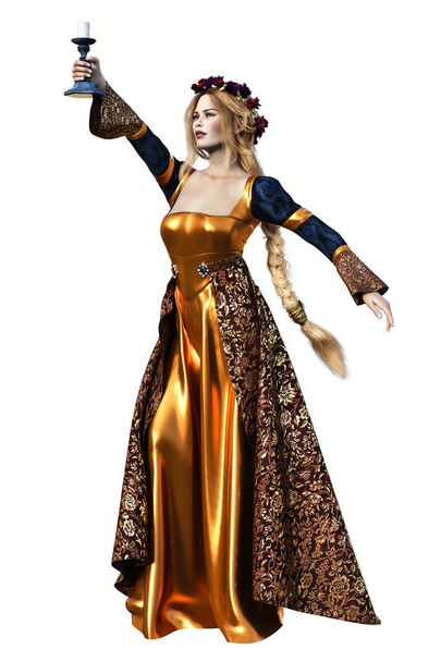 Medieval Fantasy Woman, 3D illustration, 3D Rendering - Photo, Image