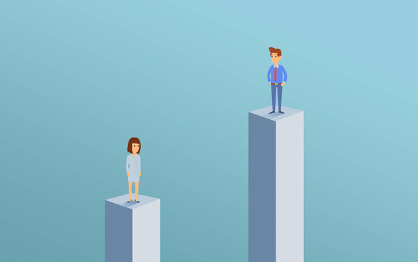 Male figure is higher then female on career pedestal - Photo, Image