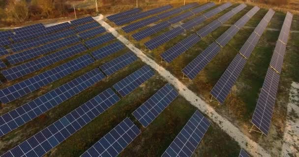 太陽光パネルの空中撮影-太陽光発電所。4kだ空中砂漠は、集中太陽光発電を生産する大規模な工業用太陽エネルギーファームを表示 - 映像、動画