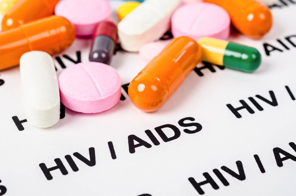 Pills on Hiv / aids concept. - Foto, imagen