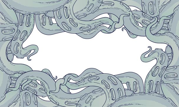 Frame with blue tentacles - Вектор, зображення