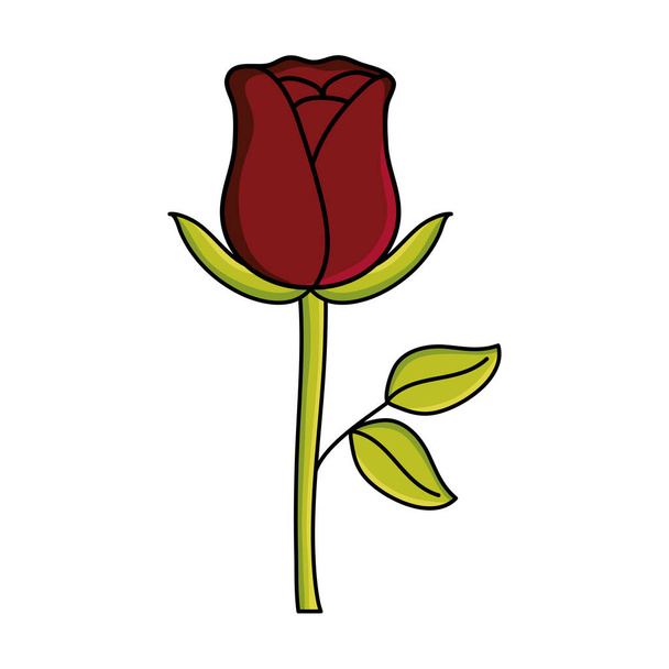 rose flower garden nature icon - Vector, Image