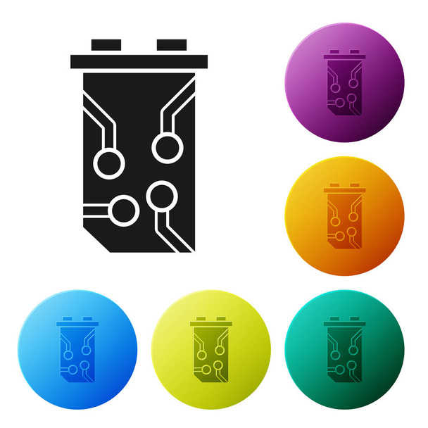 Black Video graphic card icon isolated on white background. Set icons colorful circle buttons. Vector Illustration - Vector, Image
