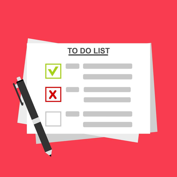 checklist on To Do List. Form illustration with man signing a paper work document. Vector Modern flat design concept for web banners, web sites, printed materials, infographics. - Vector, Image