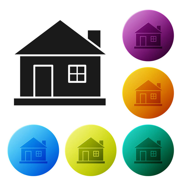 Black House icon isolated on white background. Home symbol. Set icons colorful circle buttons. Vector Illustration - Vector, Image
