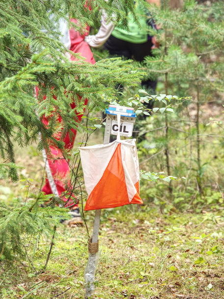 Cil means  Target. Orienteering Check point Prism and composter - Photo, Image