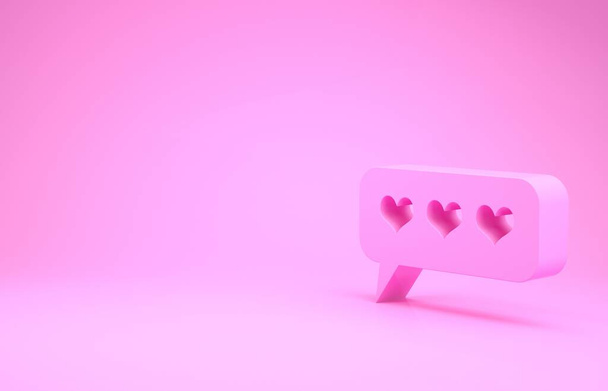 Vaaleanpunainen Like ja sydän kuvake eristetty vaaleanpunainen tausta. Vastailmoituskuvake. Seuraaja Insta. Minimalismin käsite. 3d kuva 3D renderöinti
 - Valokuva, kuva