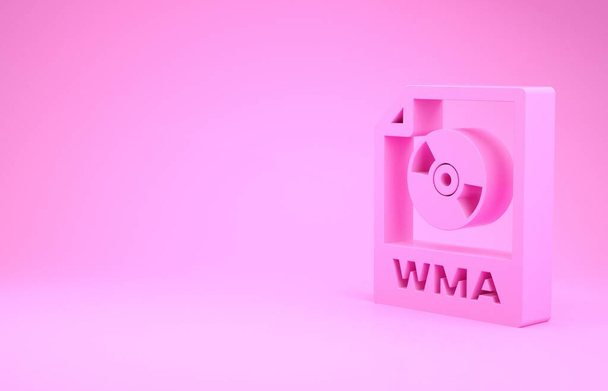 Pembe Wma dosya dökümanı. Pembe arkaplanda izole edilmiş wma düğmesi simgesini indir. Wma dosya sembolü. Wma müzik format işareti. Minimalizm kavramı. 3d illüstrasyon 3d canlandırma - Fotoğraf, Görsel
