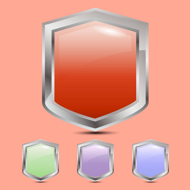 Set of four flat-tone color stylized protective shields, vector illustration - Wektor, obraz