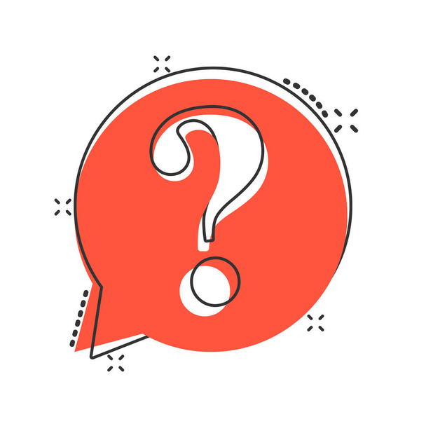 Question mark icon in comic style. Discussion speech bubble vect - Vector, Image