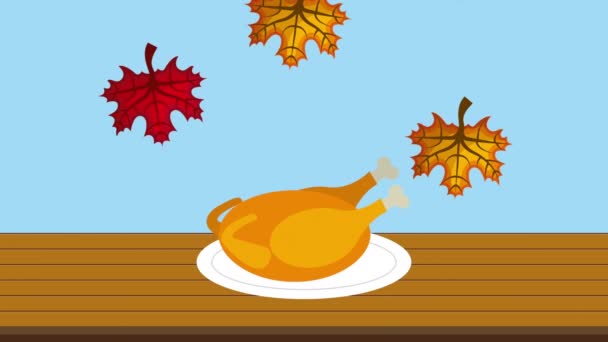 happy thanksgiving celebration with turkey cooking - Footage, Video