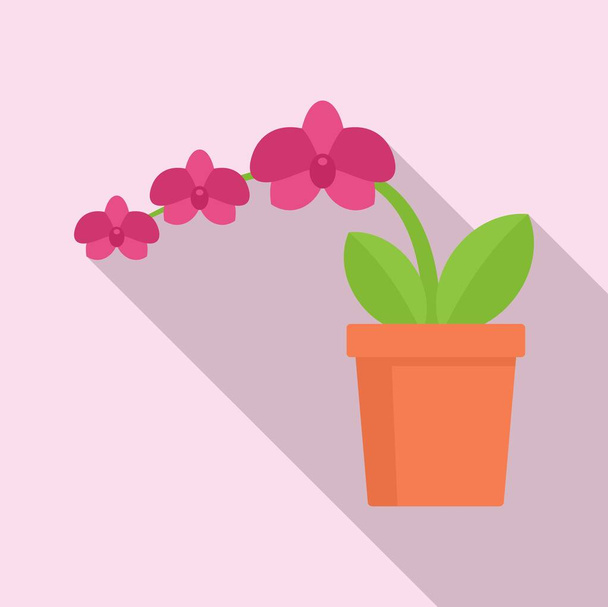 Branch orchid icon, flat style - Vektor, obrázek