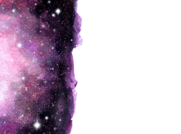 Aquarel Galaxy Sky achtergrond met sterren. kosmische layout met ruimte voor tekst. - Foto, afbeelding
