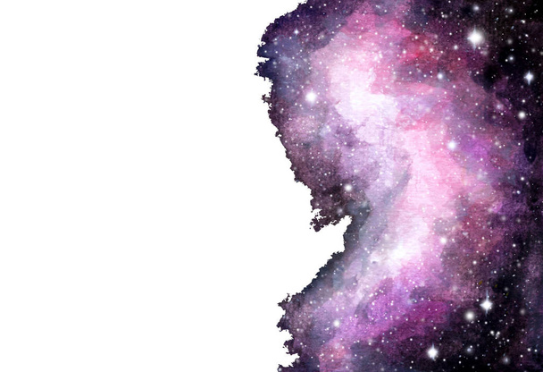 Aquarela galáxia céu fundo com estrelas. layout cósmico com espaço para texto
. - Foto, Imagem