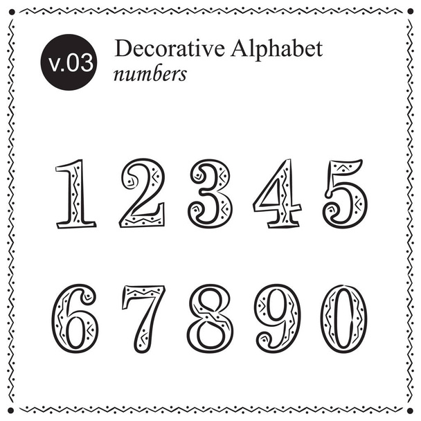 Decorative Alphabet. Digital Lettering. Numbers. - Vector, imagen