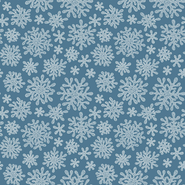 Patrón de garabato sin costuras de Navidad con copos de nieve
 - Vector, Imagen