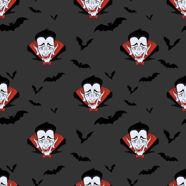 A Halloween zökkenőmentes mintája Drakula gróf - Vektor, kép