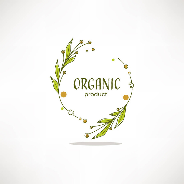 Nature, Organic, Bio, Nature doodle floral  leave emblems,  fram - Vecteur, image